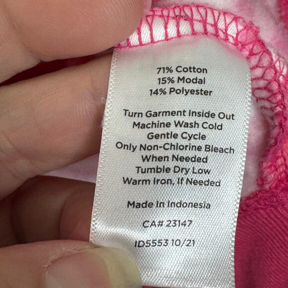 Talbots Petite Sweater Womens Petite Medium Pink Gingham Fleece Pullover Crew - Picture 4 of 8